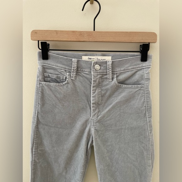 GAP Women’s True Skinny Super High Rise Velvet Pants in Light Grey Y2K Size 24 - Picture 4 of 8